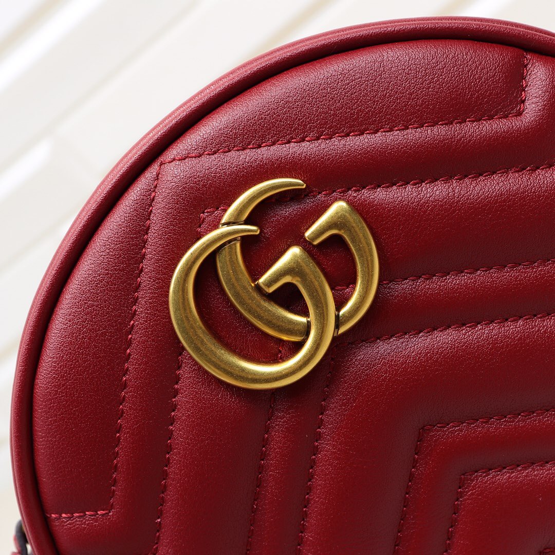 Gvc*1 GG Marmont mini round shoulder bag Red 550154