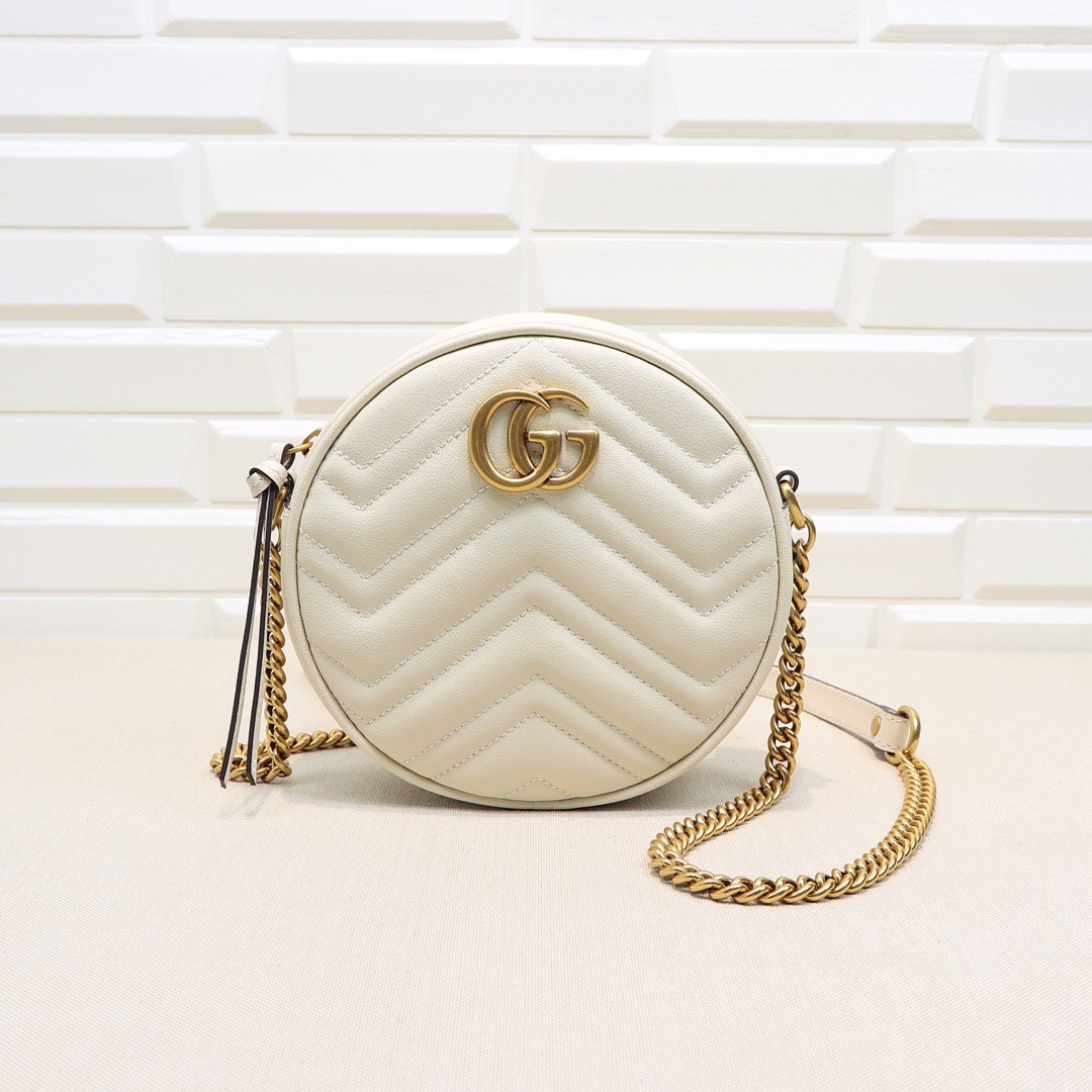 Gvc*1 GG Marmont mini round shoulder bag White 550154