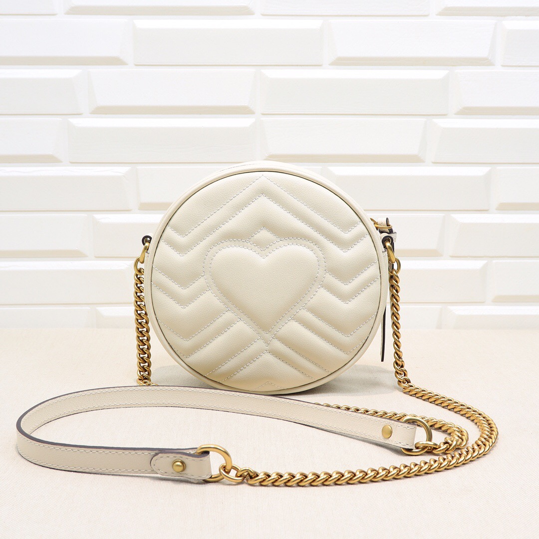 Gvc*1 GG Marmont mini round shoulder bag White 550154