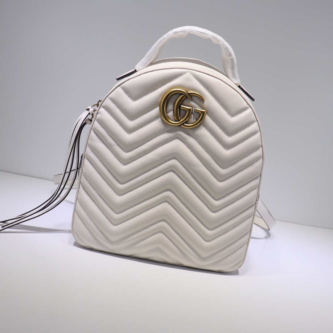 Gvc*1 GG Marmont quilted leather backpack 476671 White