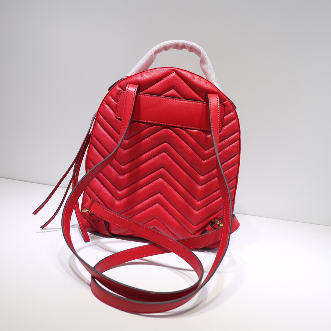 Gvc*1 GG Marmont quilted leather backpack 476671 Red