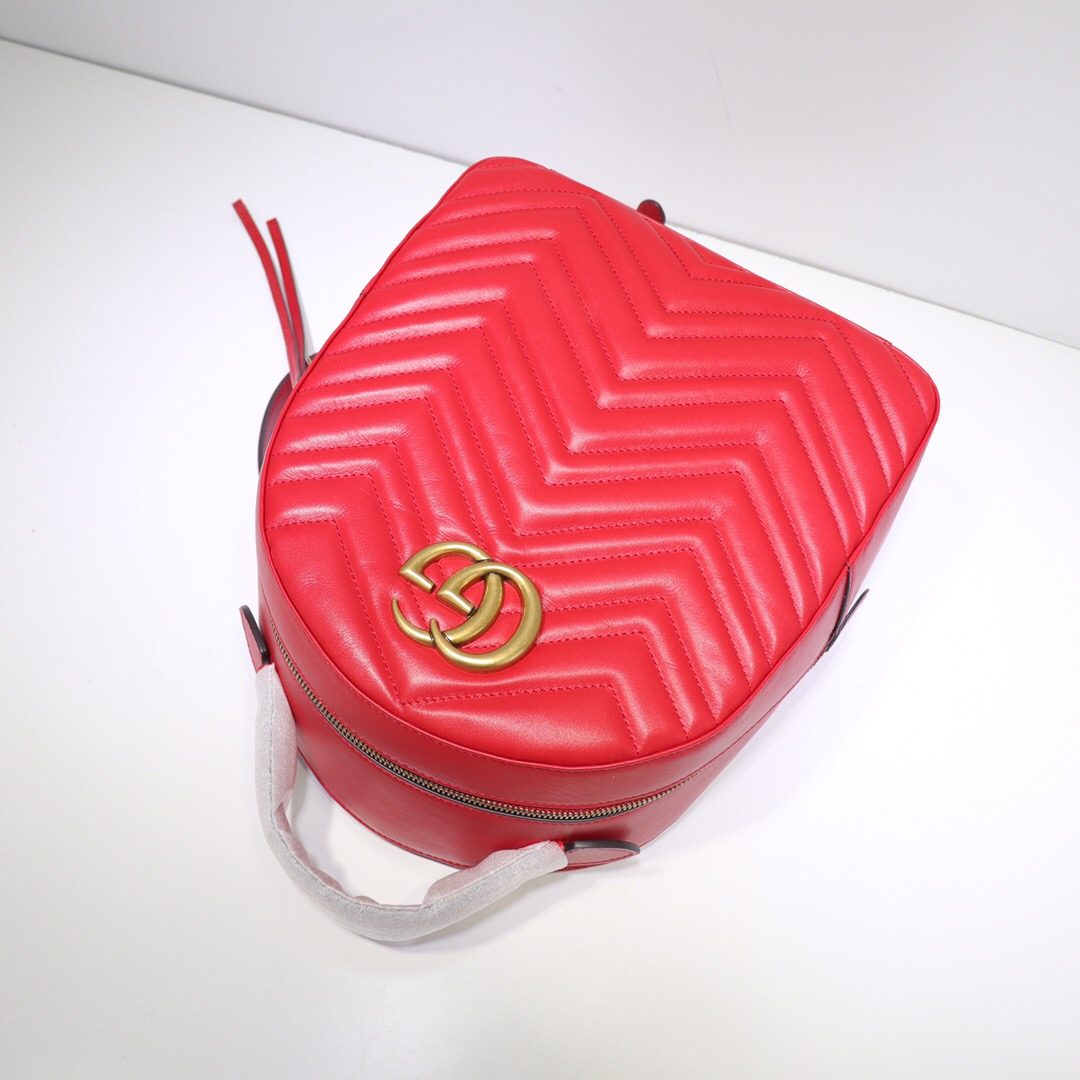 Gvc*1 GG Marmont quilted leather backpack 476671 Red