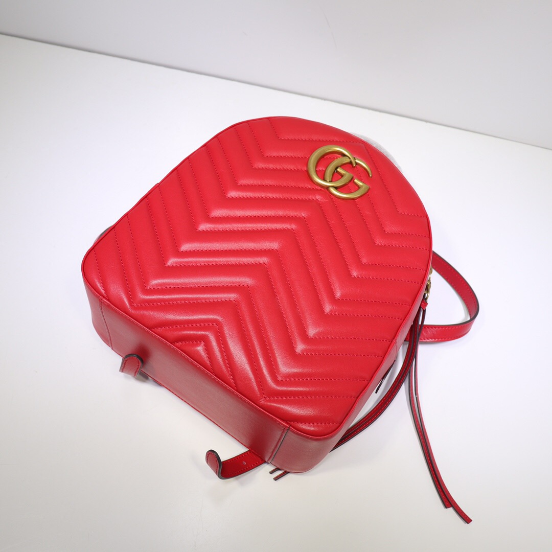 Gvc*1 GG Marmont quilted leather backpack 476671 Red