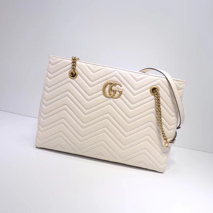 Gvc*1 GG Marmont Matelassé Medium Tote White 524578