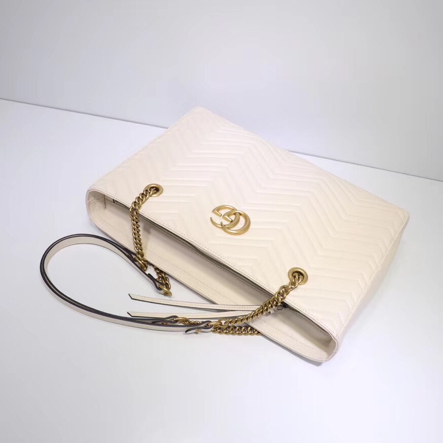 Gvc*1 GG Marmont Matelassé Medium Tote White 524578