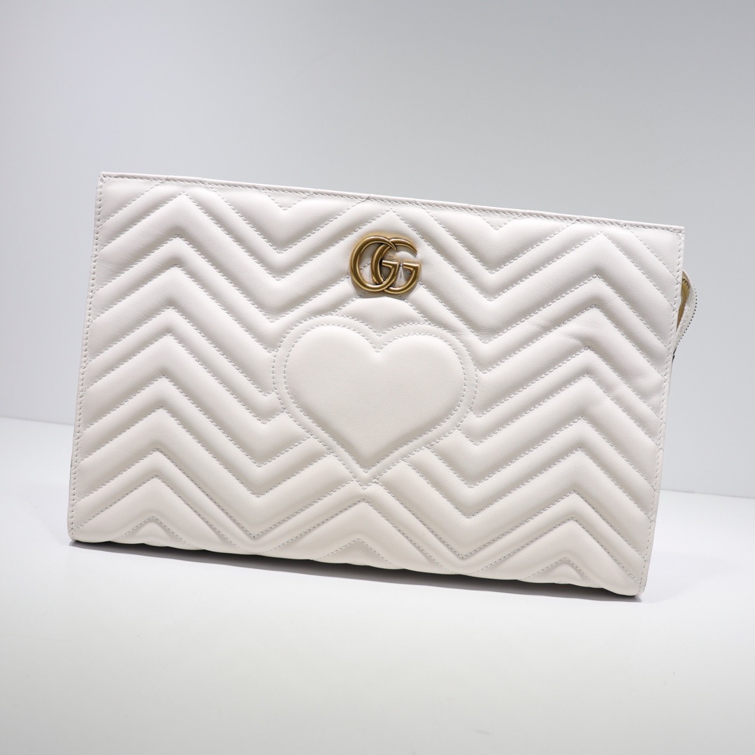 Gvc*1 Women GG Marmont matelassé clutch White 448450