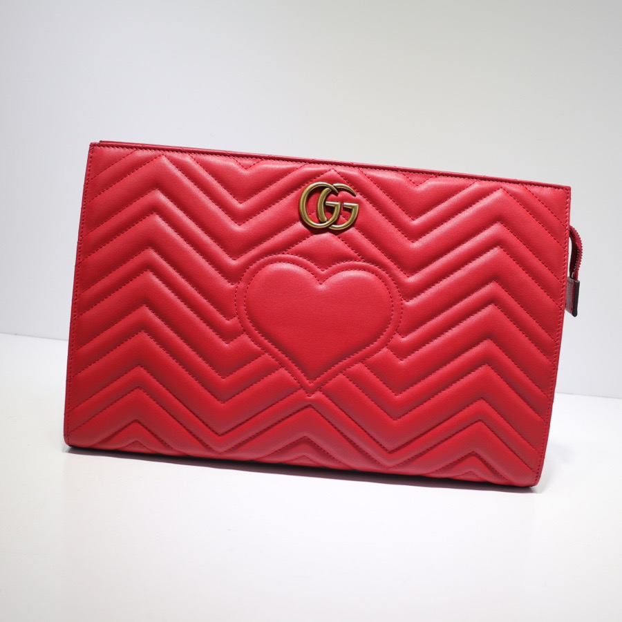 Gvc*1 Women GG Marmont matelassé clutch Red 448450