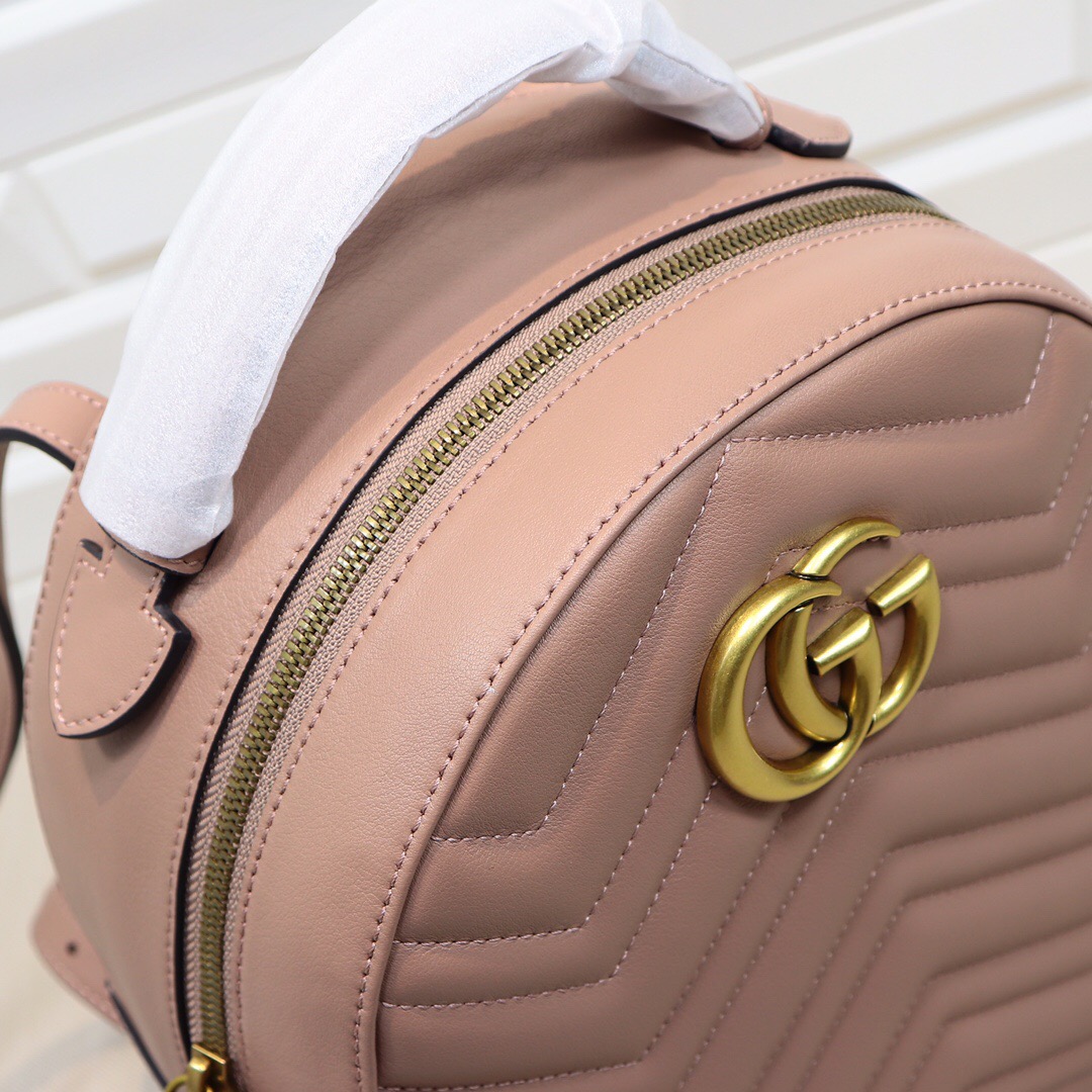 Gvc*1 GG Marmont Quilted Leather Backpack 476671 Pink