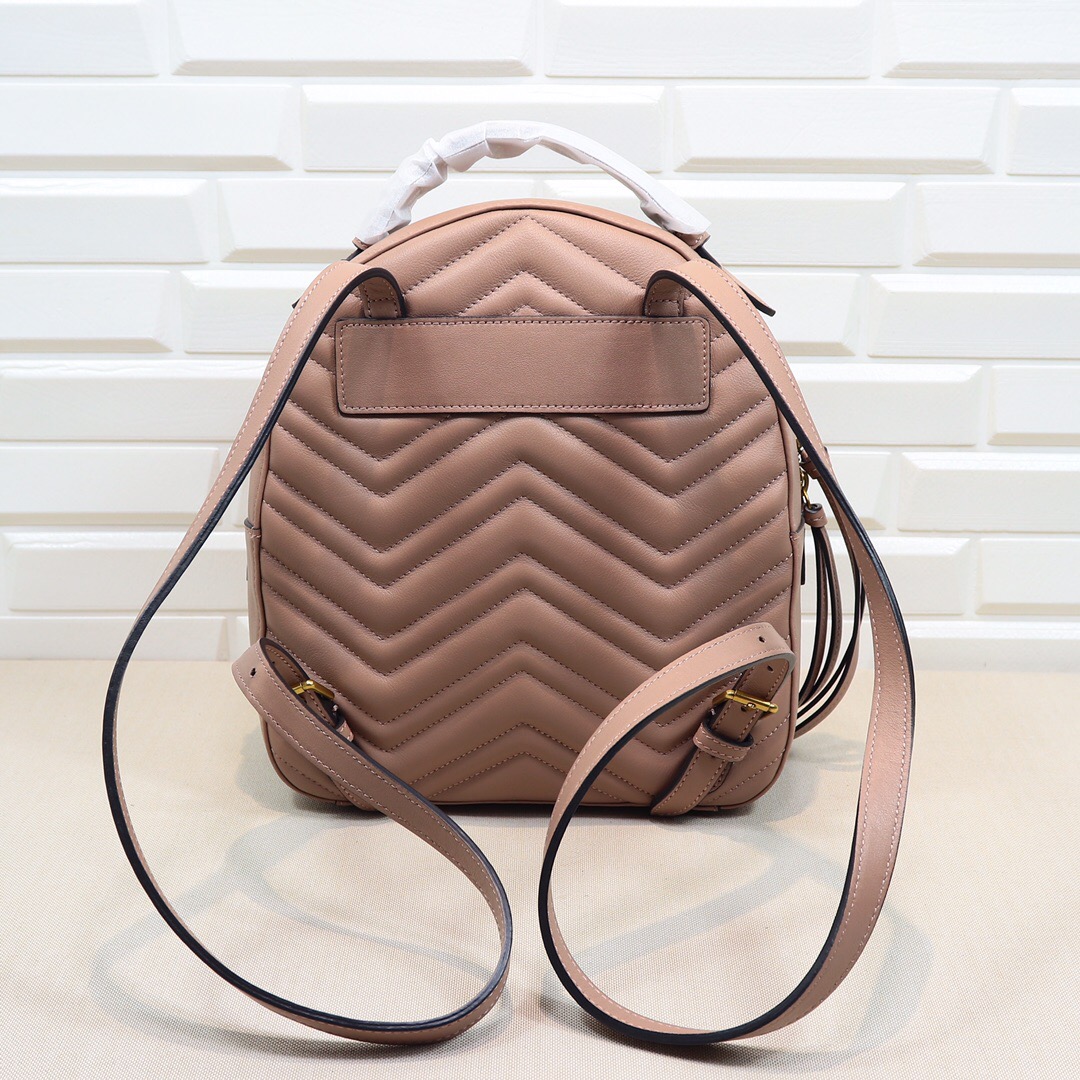 Gvc*1 GG Marmont Quilted Leather Backpack 476671 Pink
