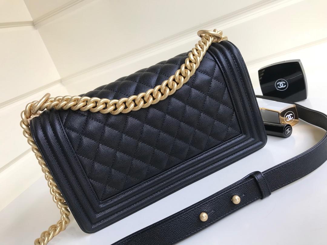 Bagsaaa Ch**el Boy Caviar Black & Gold - 25cm