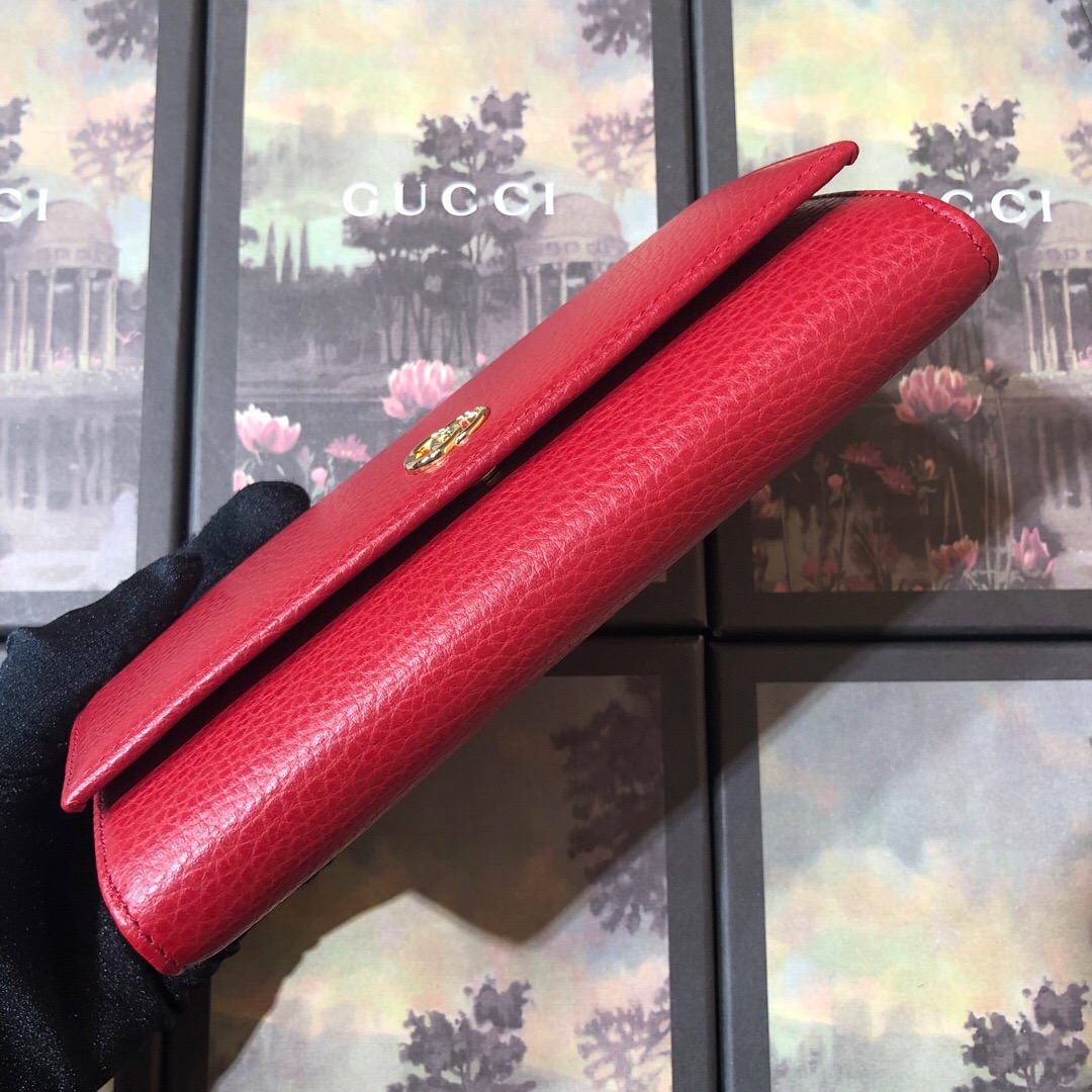 GG leather continental wallet Red