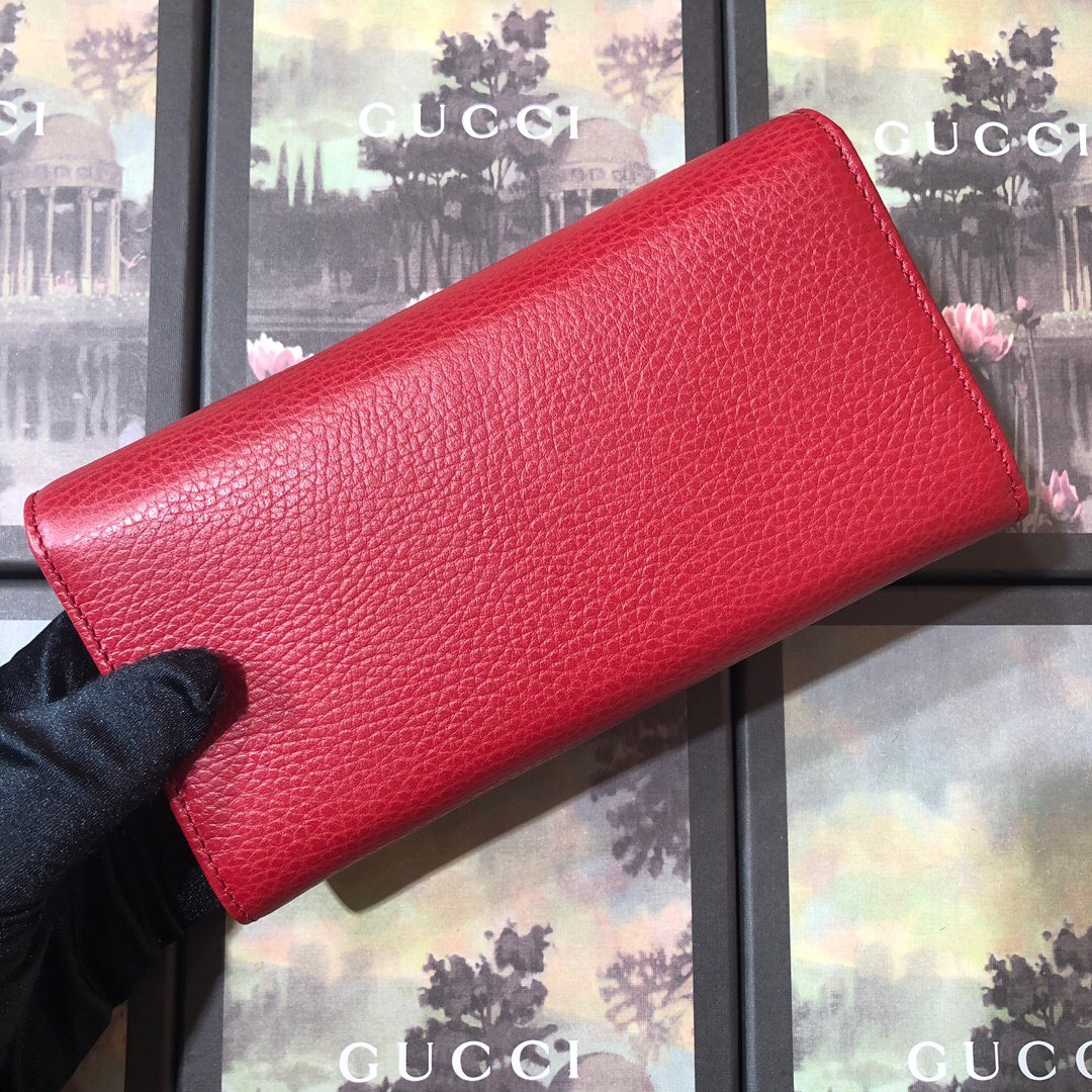 GG leather continental wallet Red