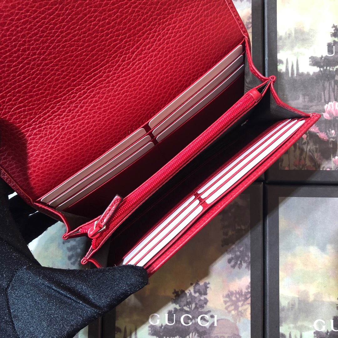 GG leather continental wallet Red