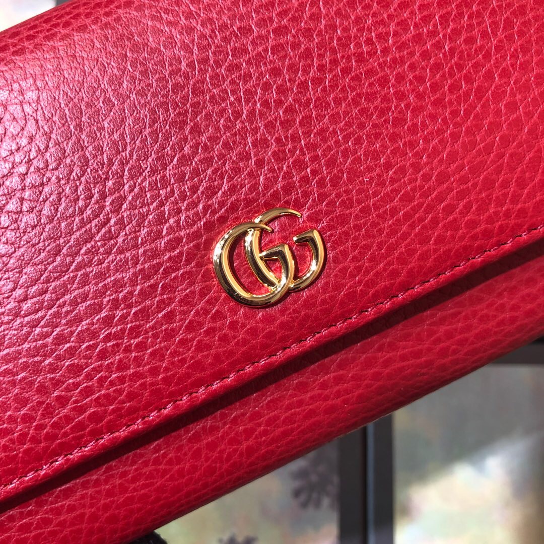 GG leather continental wallet Red