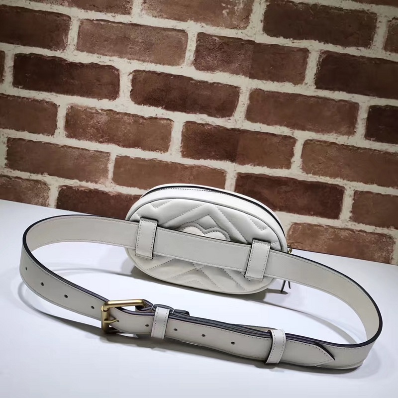 GG Marmont matelassé leather belt White bag 476434