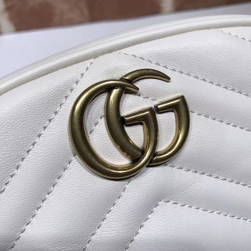 GG Marmont matelassé leather belt White bag 476434