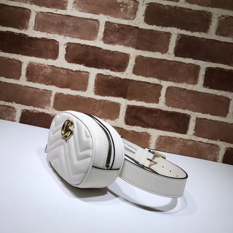 GG Marmont matelassé leather belt White bag 476434
