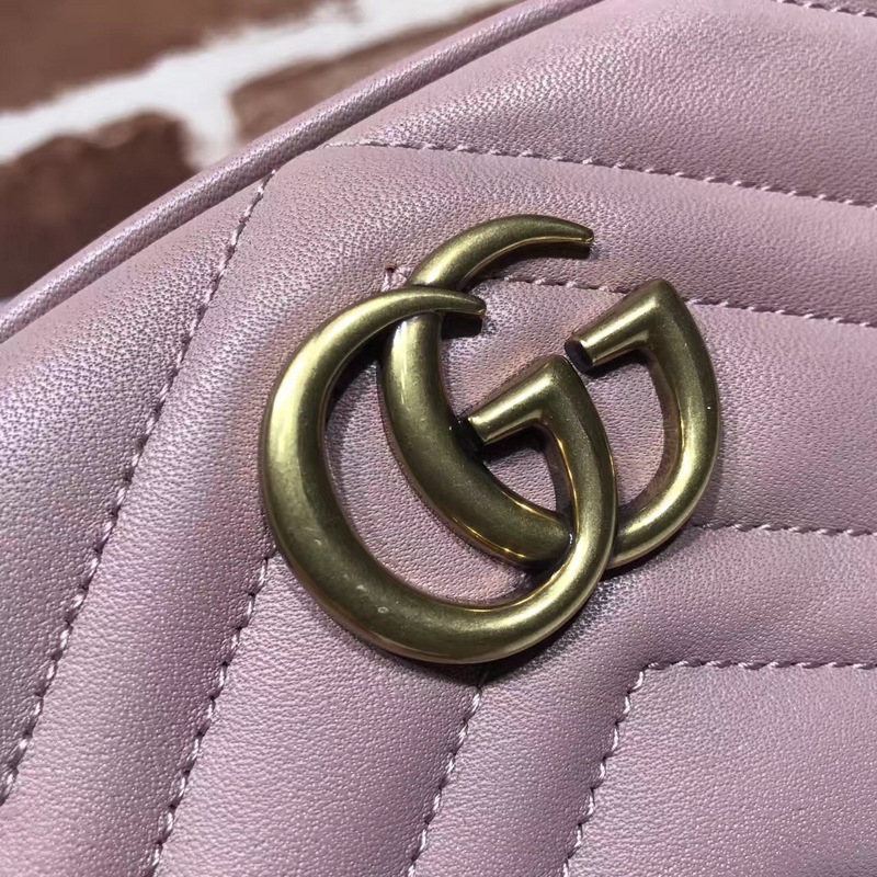 GG Marmont matelassé leather belt Pink bag 476434