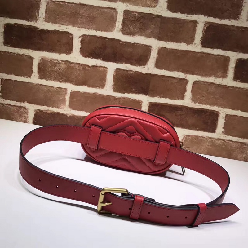 GG Marmont matelassé leather belt Red bag 476434