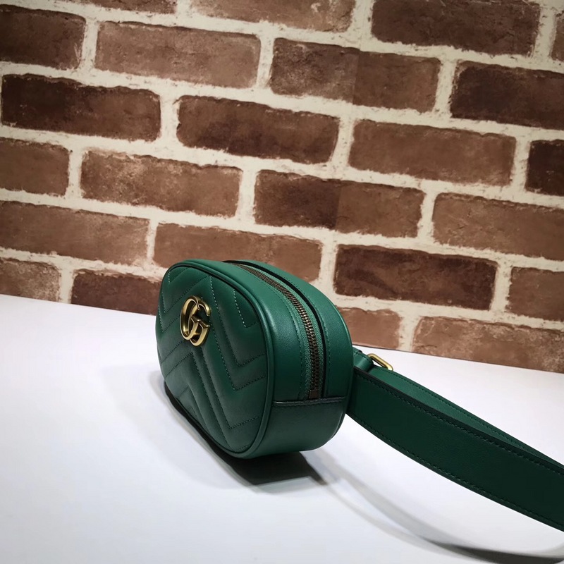 GG Marmont matelassé leather belt Green bag 476434