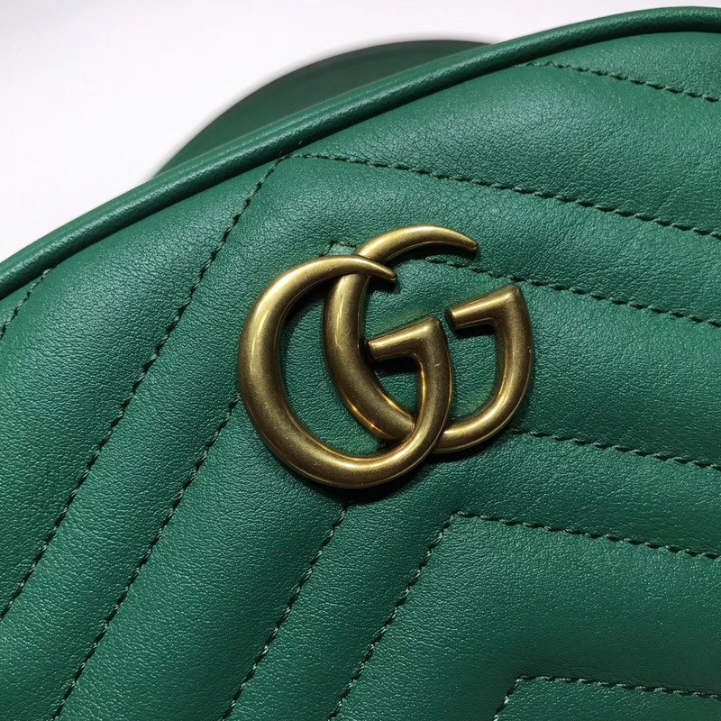 GG Marmont matelassé leather belt Green bag 476434