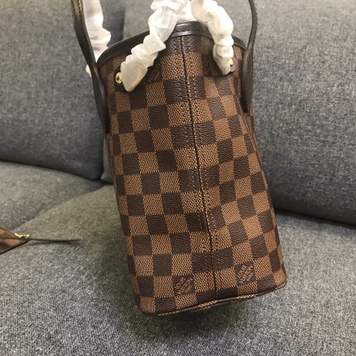 Bagsaaa LV N40600 Neverfull PM Tote Bag Damier Ebene & red - 29cm