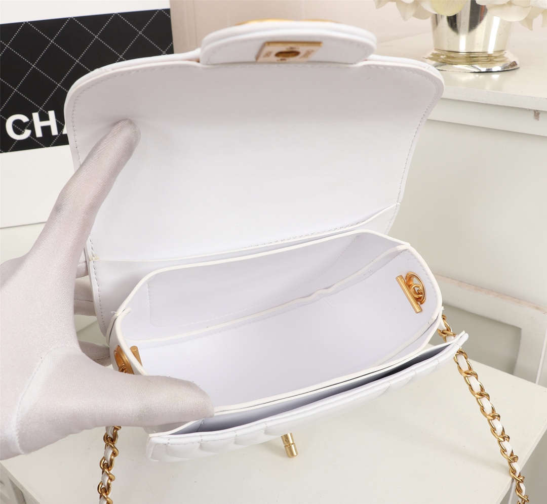 Ch**el Lambskin Mini Bag White