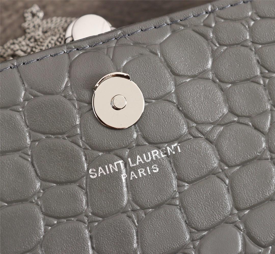 Y51 Crocodile embossed cowhide Chain shoulder bag Gray