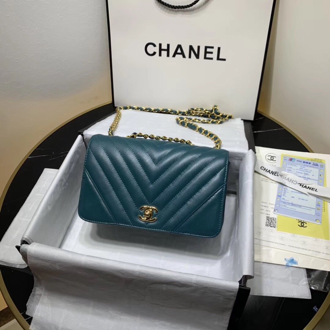 Ch**el 2019 New Lambskin mini bag Blue