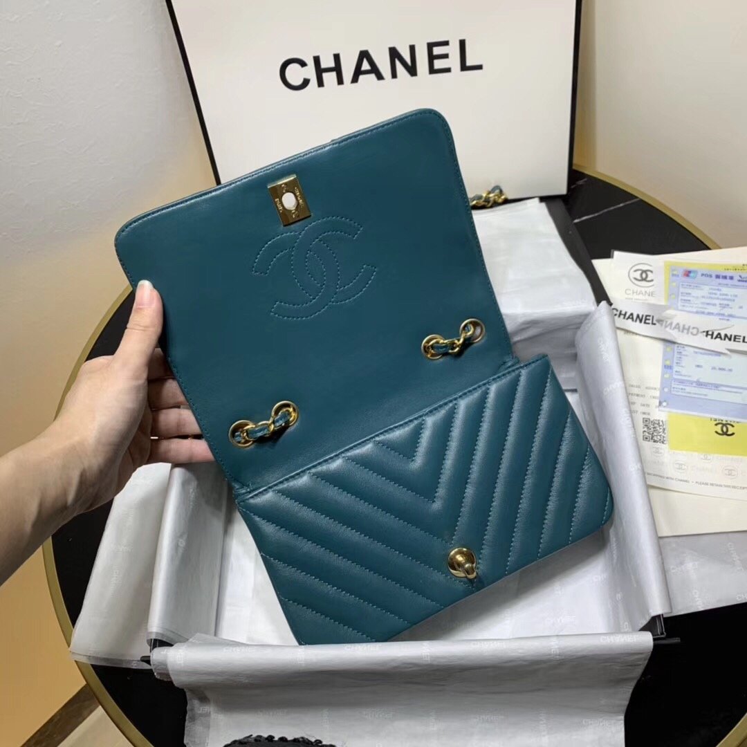 Ch**el 2019 New Lambskin mini bag Blue