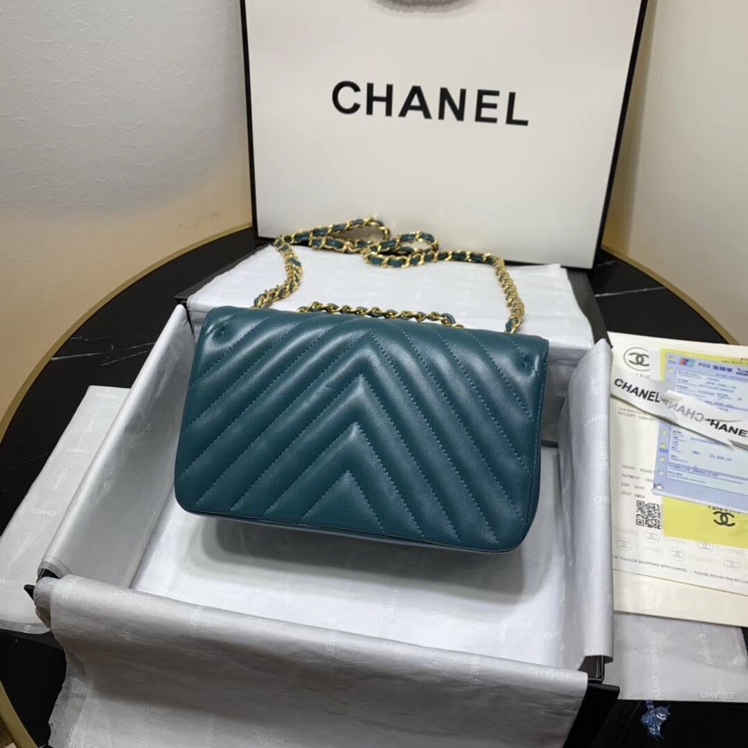 Ch**el 2019 New Lambskin mini bag Blue