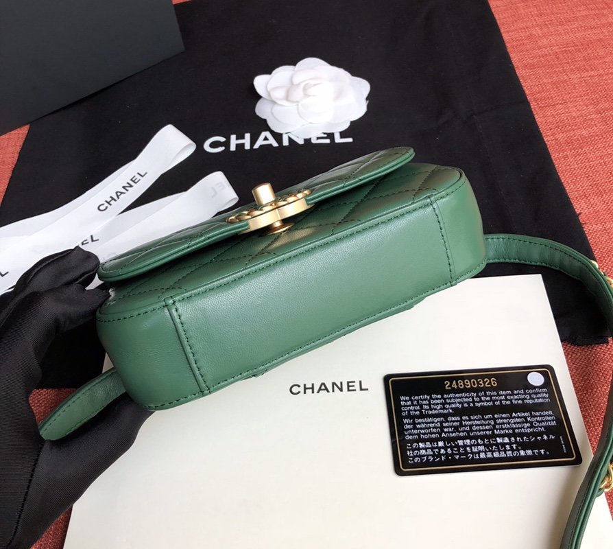 Ch**el Lambskin Waist Belt Bag green