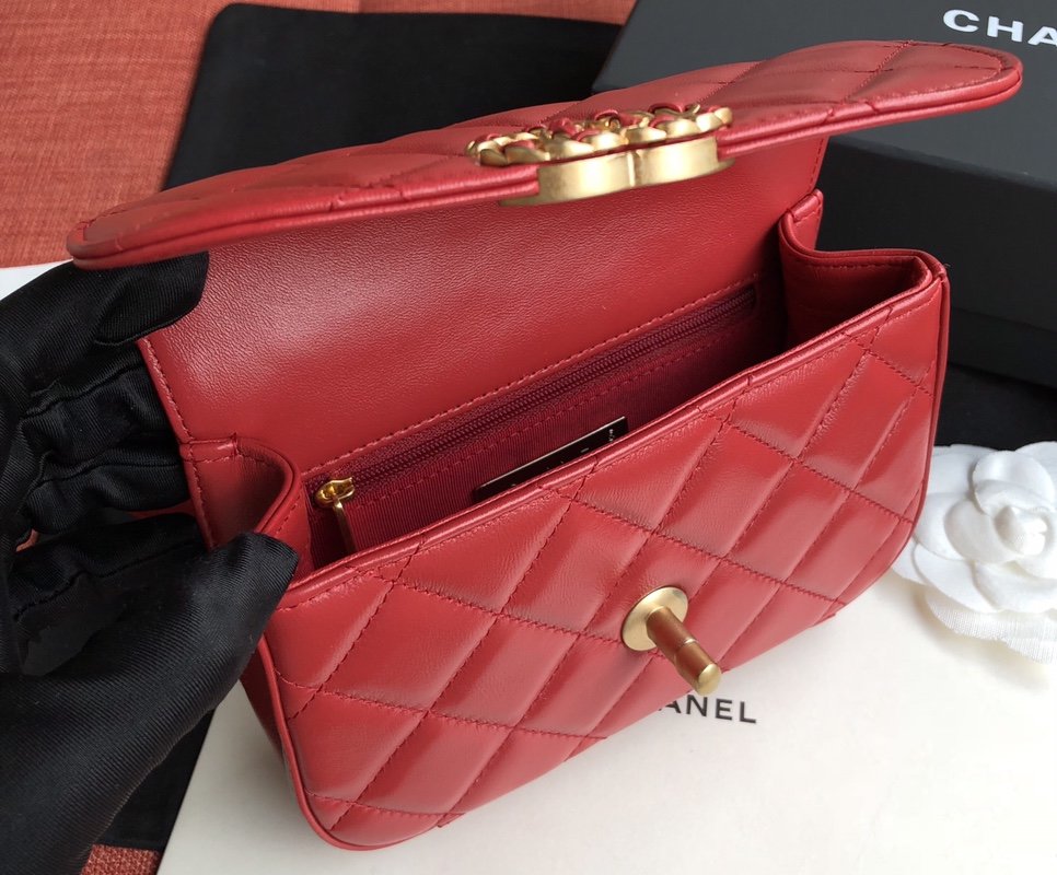 Ch**el Lambskin Waist Belt Bag red