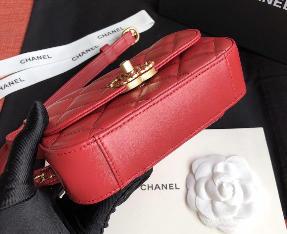 Ch**el Lambskin Waist Belt Bag red