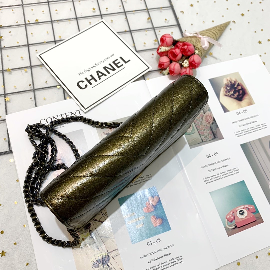 Ch**el Chevron Crinkled Calfskin Gabrielle Woc bag