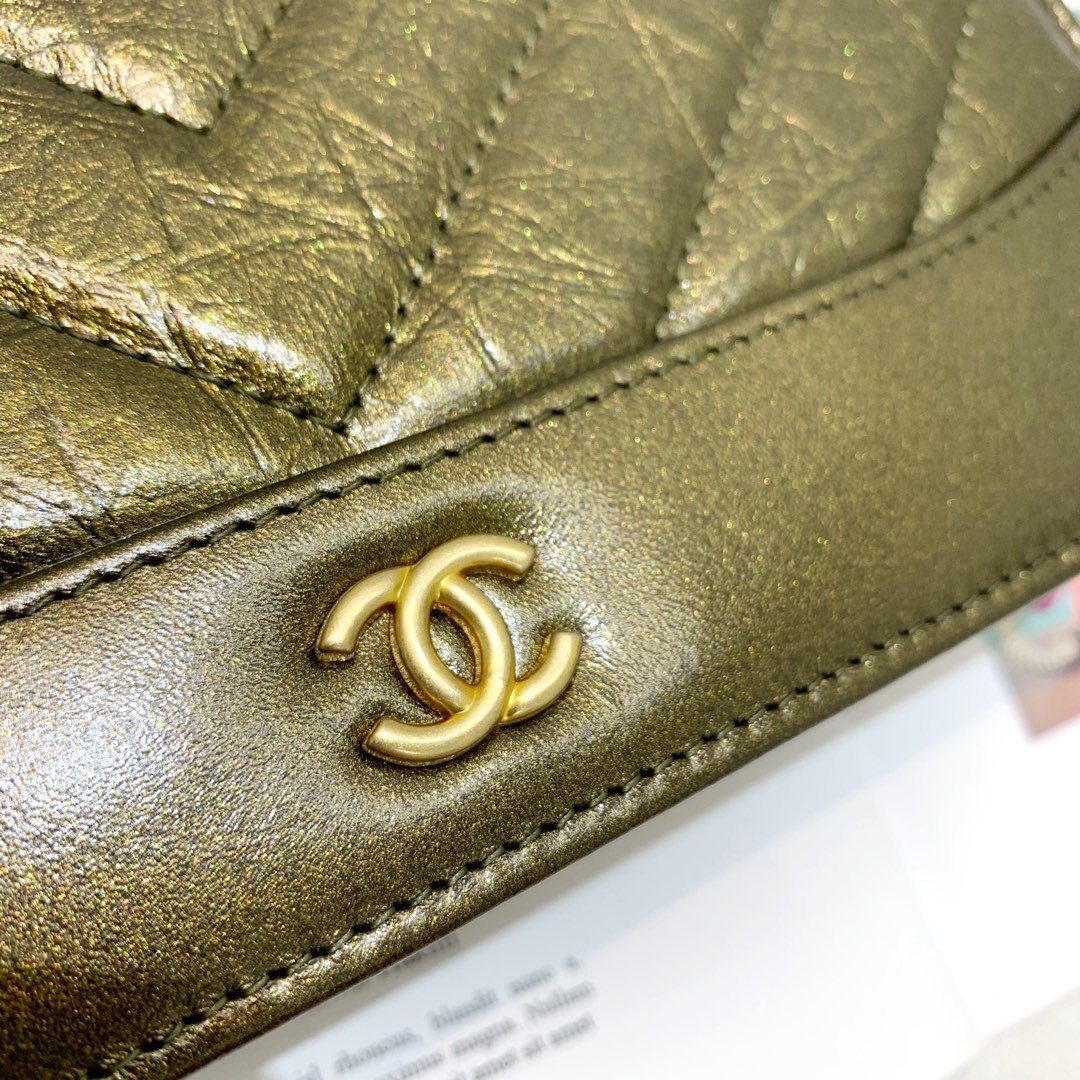 Ch**el Chevron Crinkled Calfskin Gabrielle Woc bag