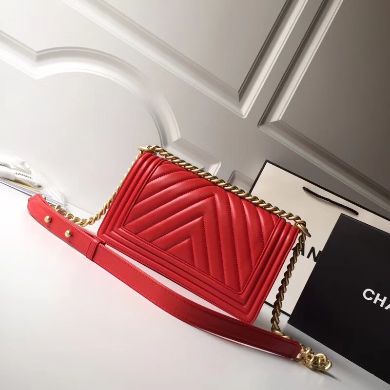 Ch**el Leboy Lambskin 25cm Red