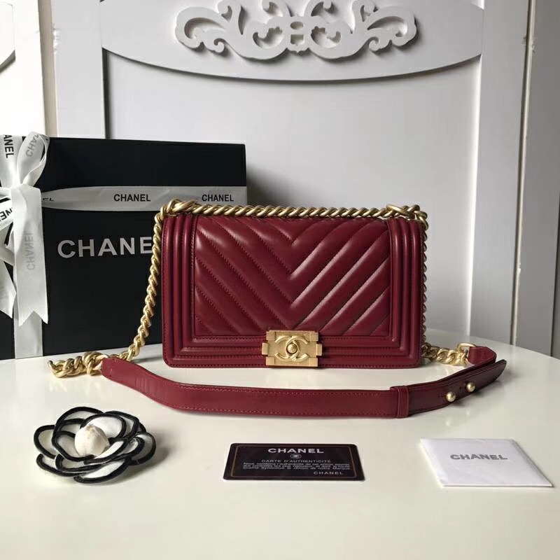Ch**el Leboy Lambskin 25cm Wine Red