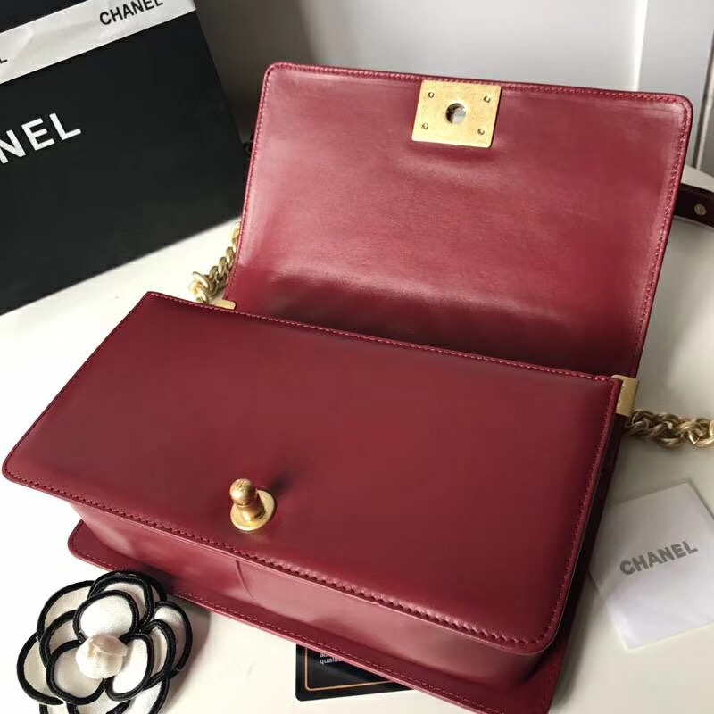 Ch**el Leboy Lambskin 25cm Wine Red