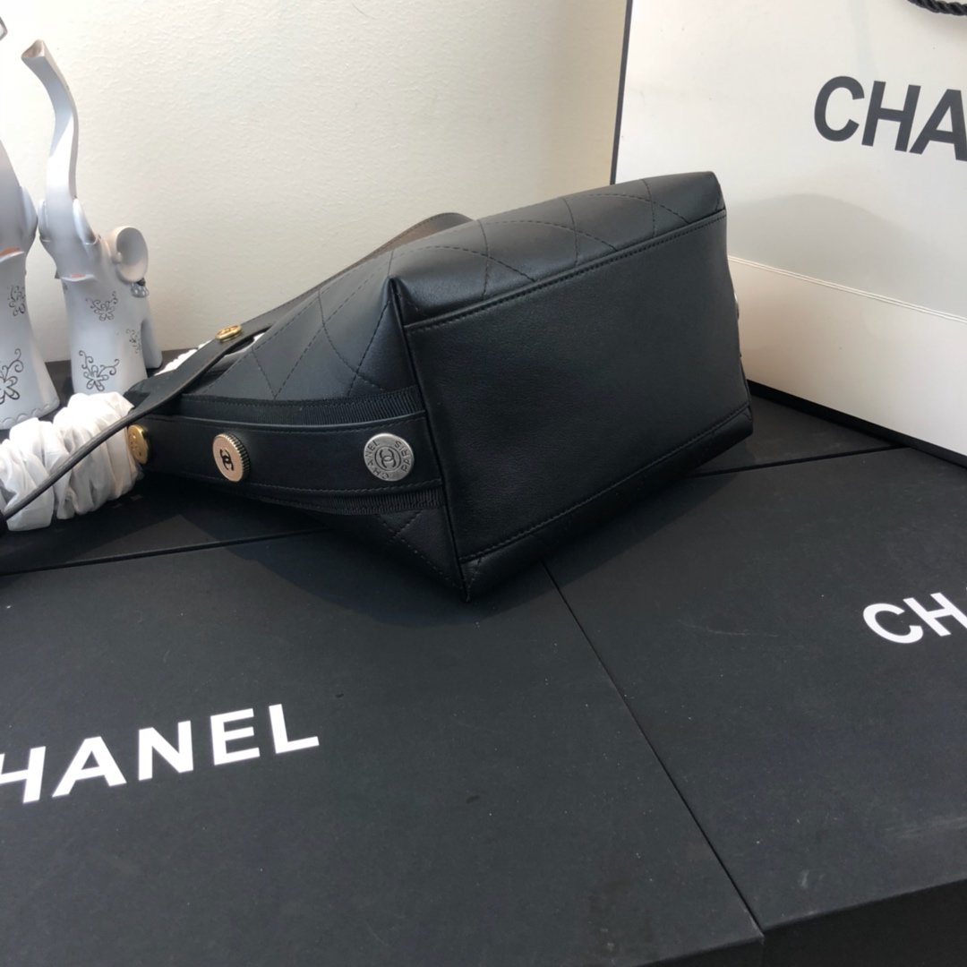 Ch**el Hobo Handbag A57573 Black 20cm