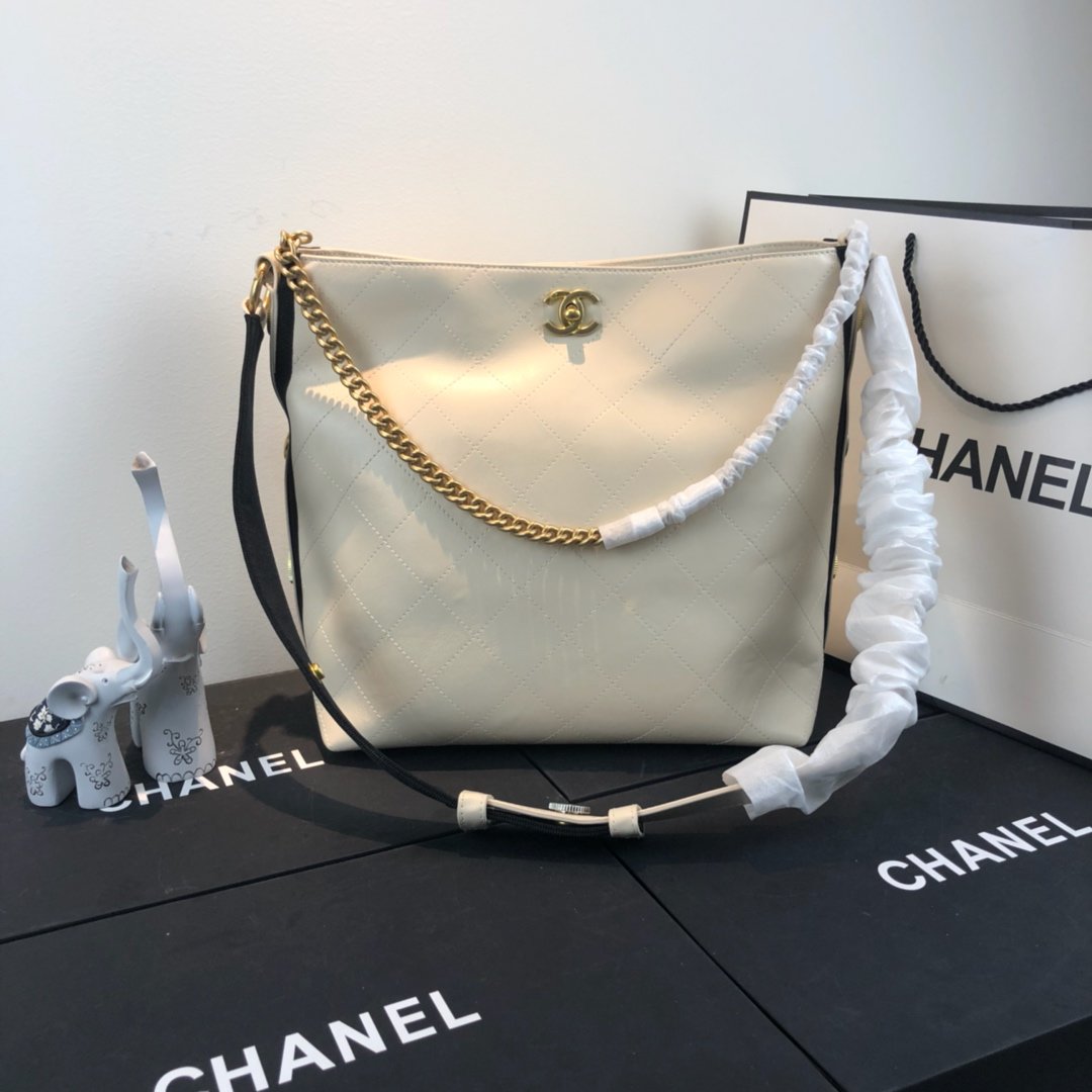Ch**el Hobo Handbag A57573 white 29cm