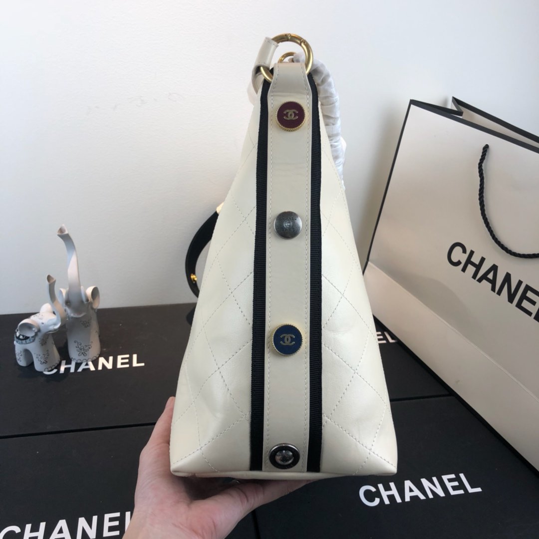 Ch**el Hobo Handbag A57573 white 29cm