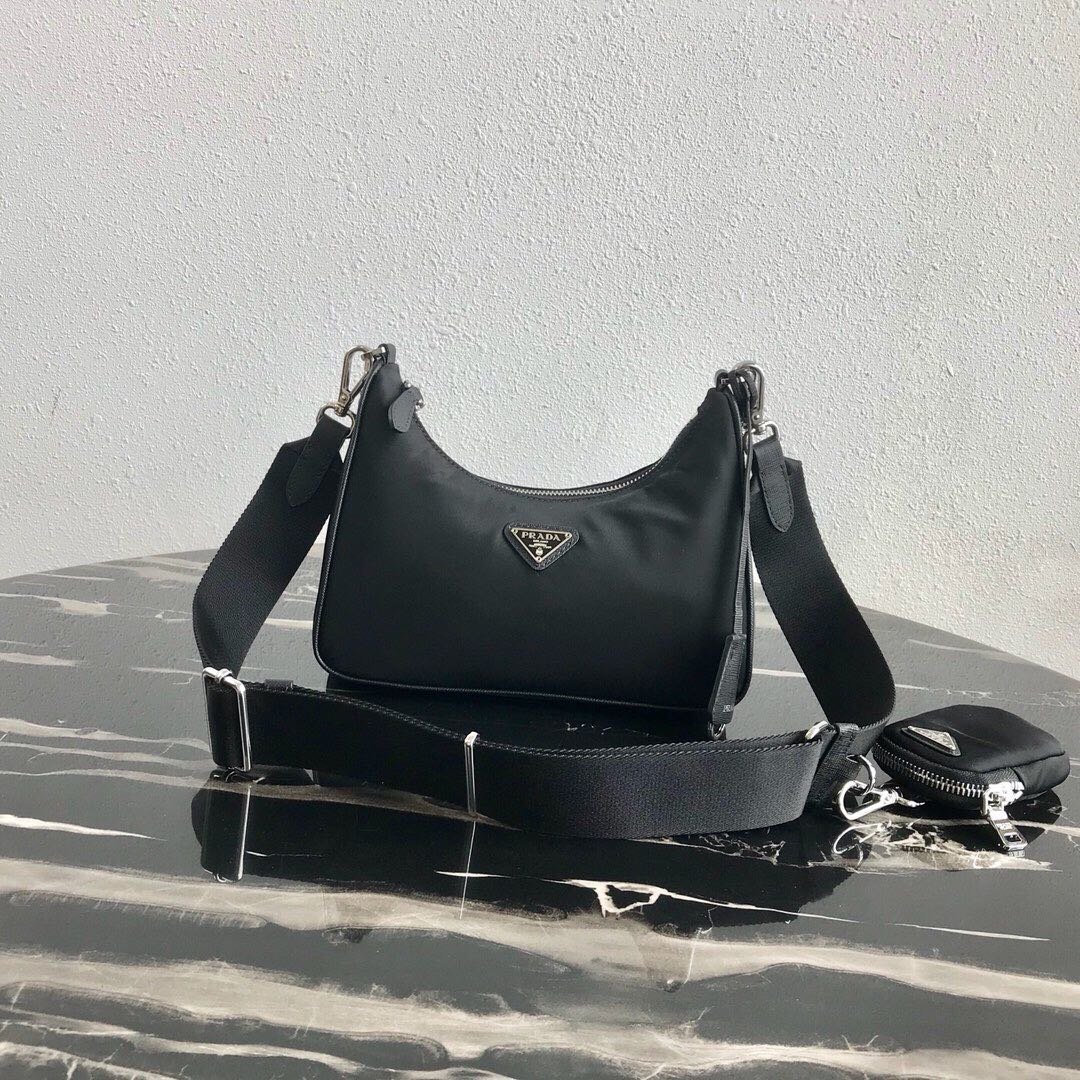 Pra*a Nylon Hobo Bag 22cm