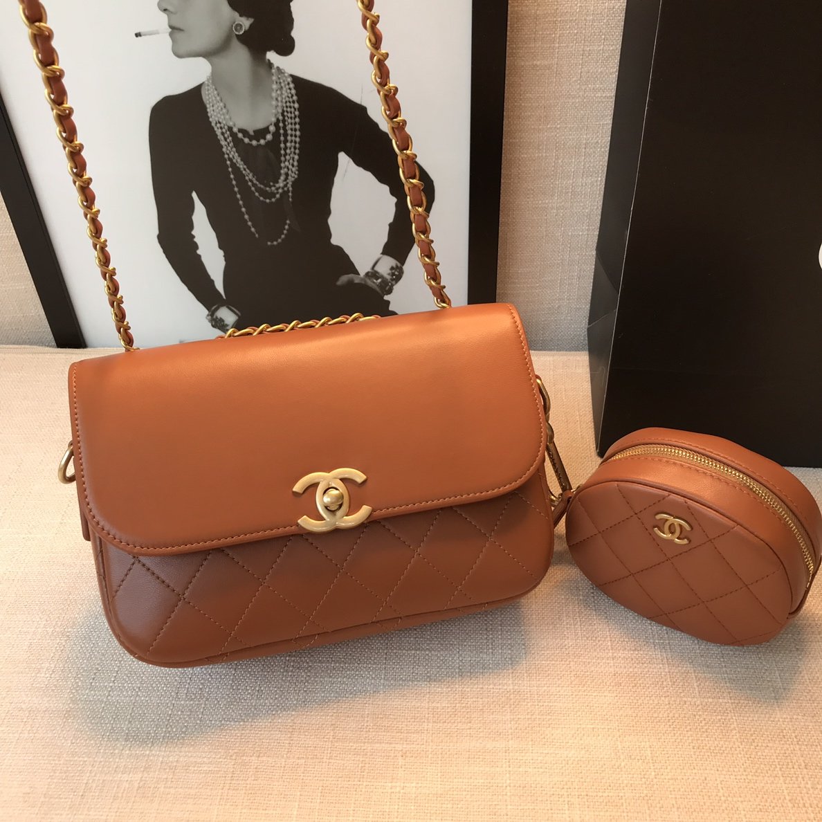 Ch**el Flap Bag Brown