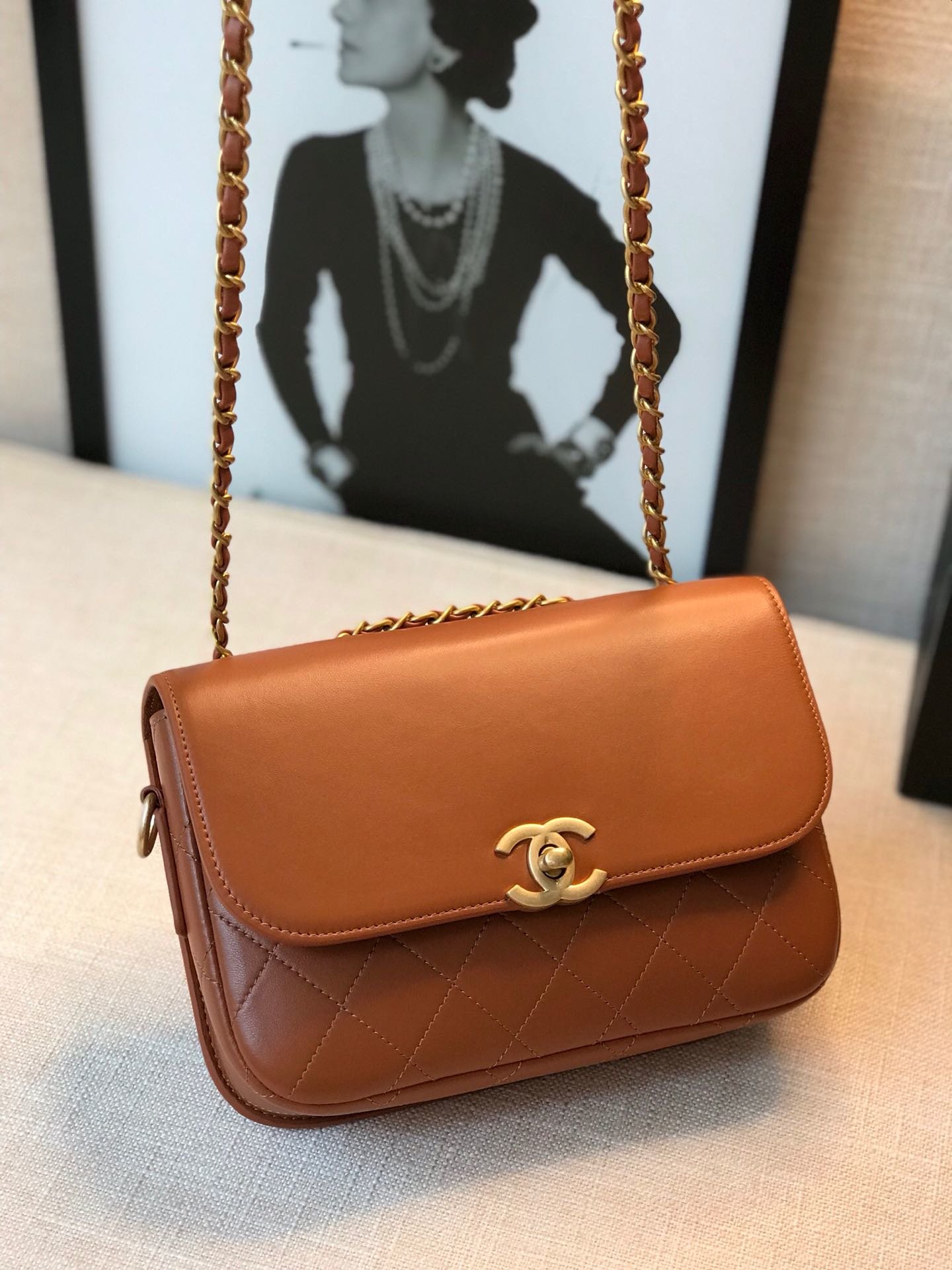 Ch**el Flap Bag Brown