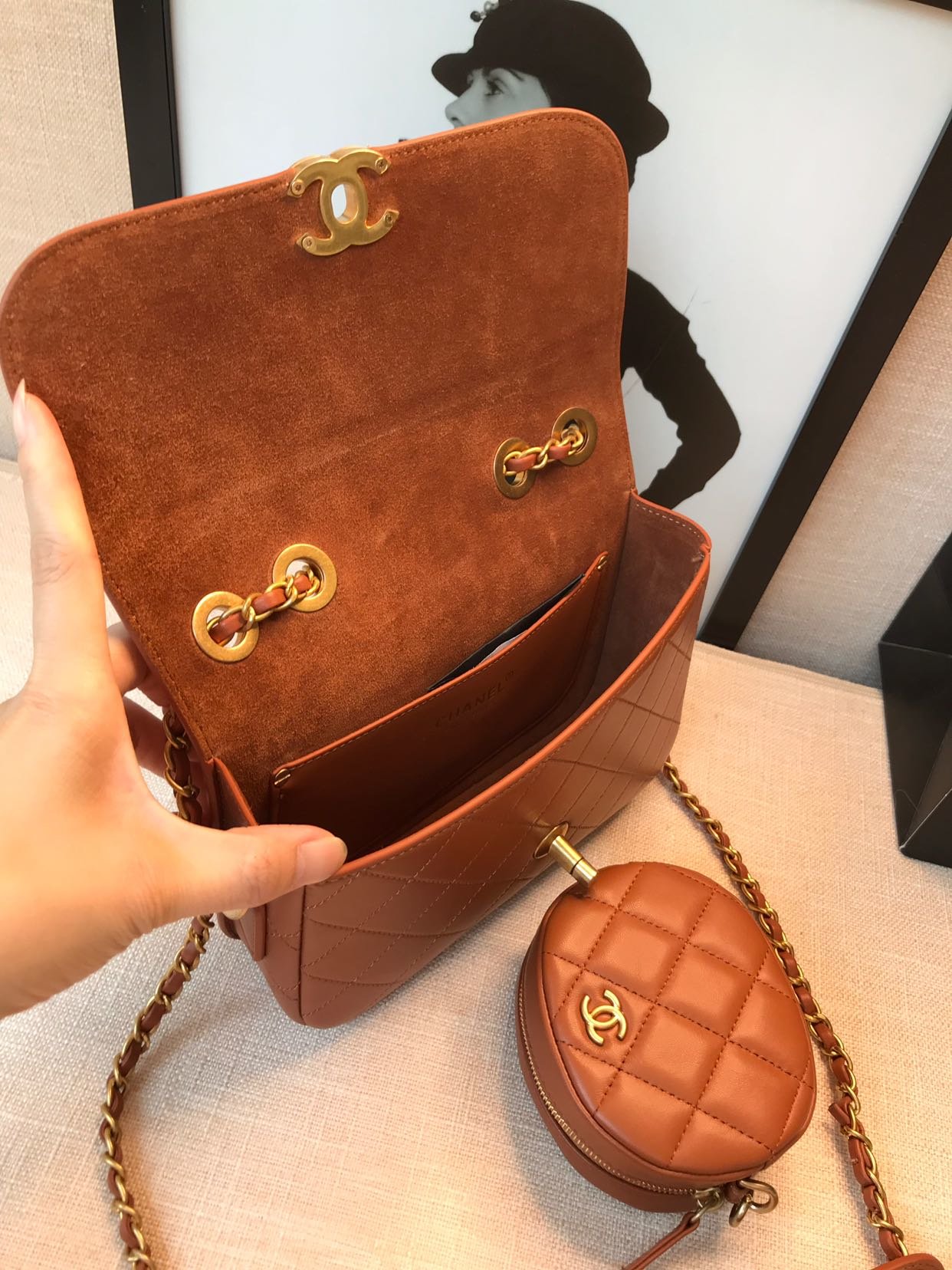 Ch**el Flap Bag Brown