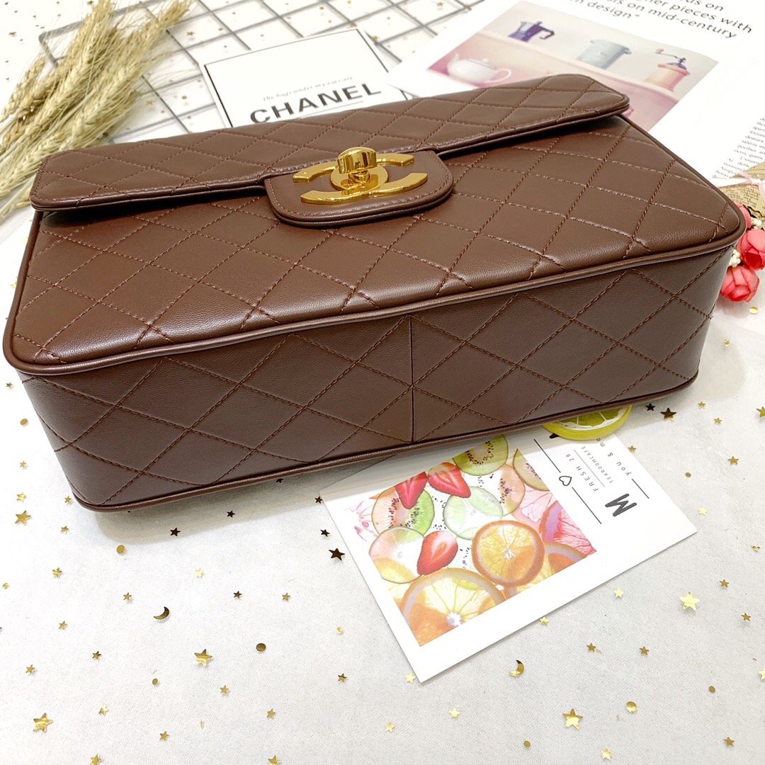 Ch**el Classic Flap Bag 30cm Dark Brown