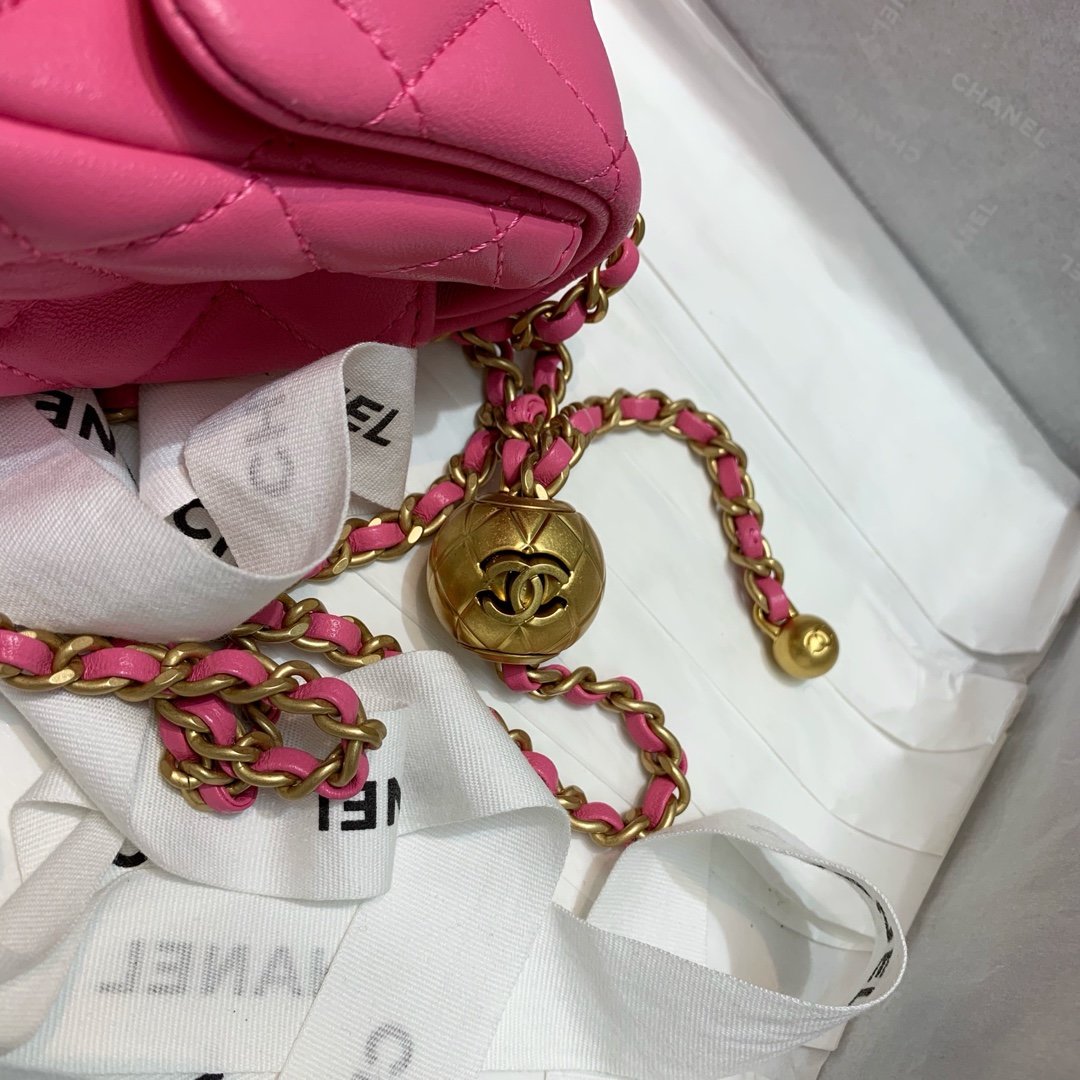 Ch**el Mini Flap Bag 17cm Pink