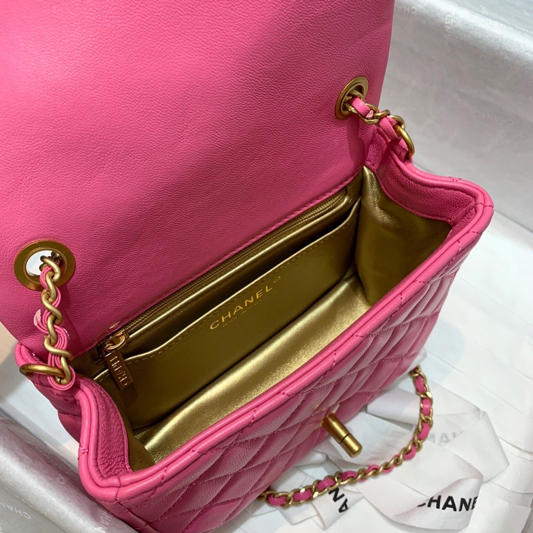 Ch**el Mini Flap Bag 17cm Pink