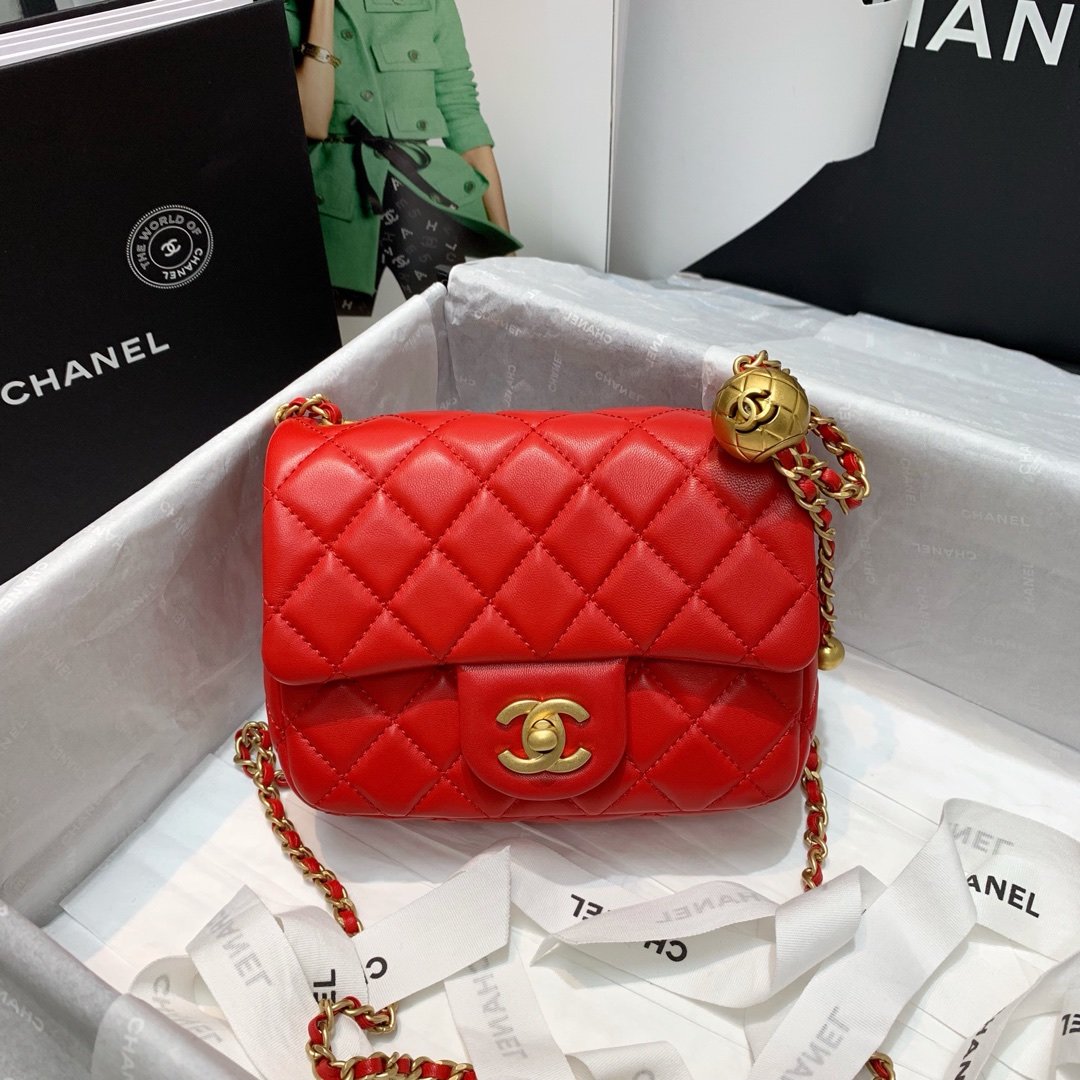 Ch**el Mini Flap Bag 17cm Red